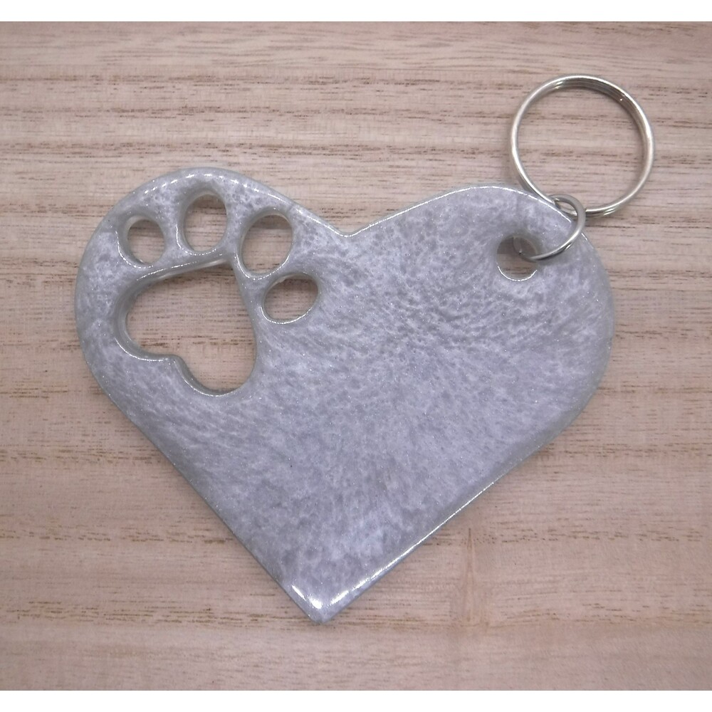 Keychain Heart w/ Paw Print